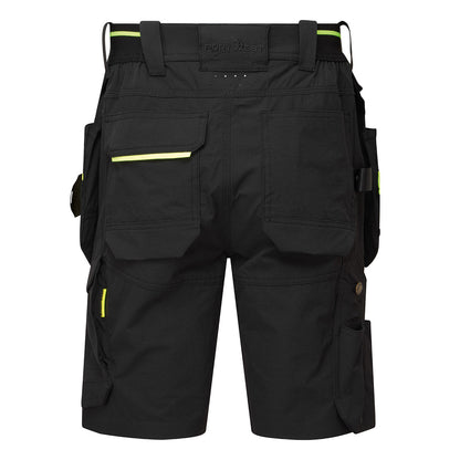Black - Back - Portwest Mens EV4 Work Shorts