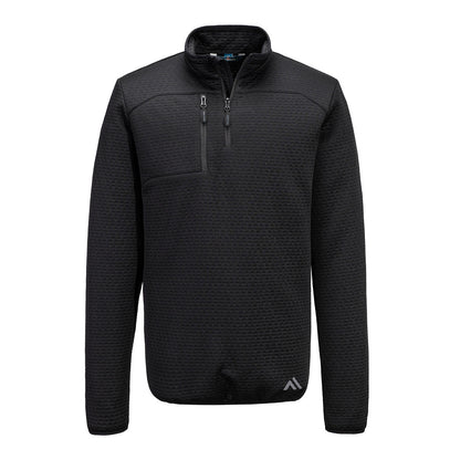 Black - Front - Portwest Mens KX3 Textured Quarter Zip Sweatshirt