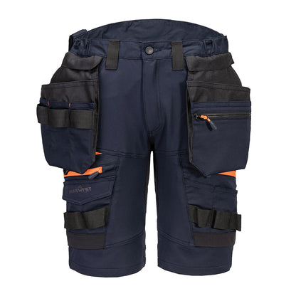 Navy - Front - Portwest Mens DX444 Detachable Holster Pocket Work Shorts
