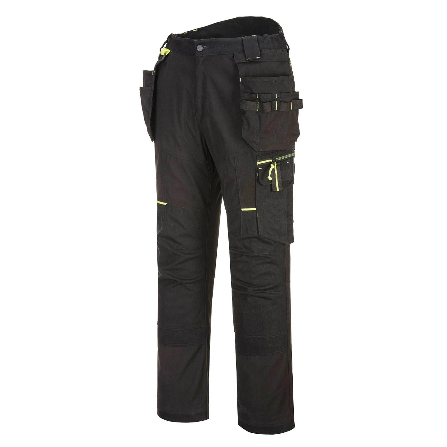 Black - Front - Portwest Mens EcoStretch Holster Pocket Work Trousers