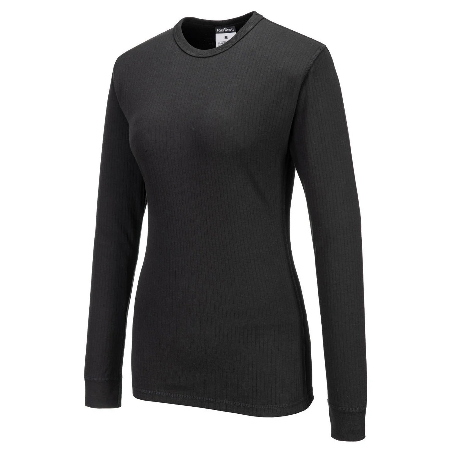Black - Side - Portwest Womens-Ladies Base Layer Top