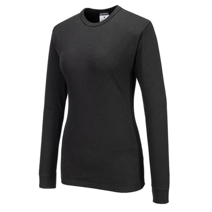 Black - Side - Portwest Womens-Ladies Base Layer Top