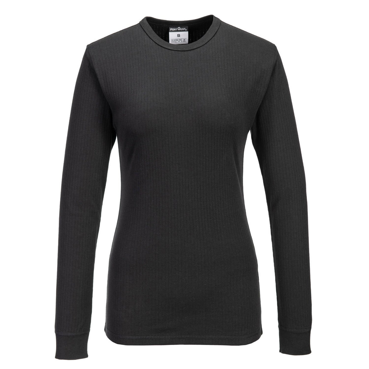 Black - Front - Portwest Womens-Ladies Base Layer Top