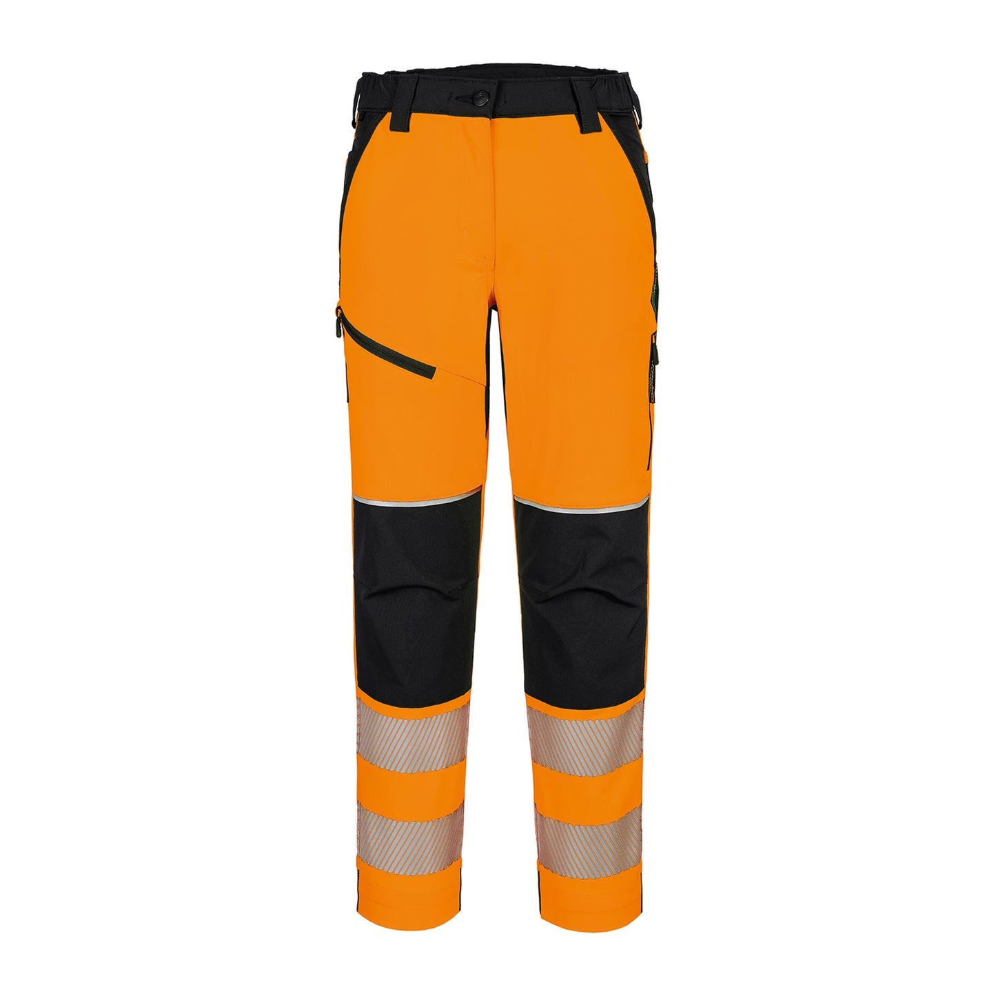 Orange-Black - Front - Portwest Womens-Ladies Stretch Hi-Vis Work Trousers