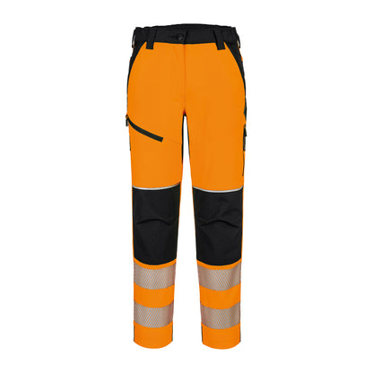 Orange-Black - Front - Portwest Womens-Ladies Stretch Hi-Vis Work Trousers