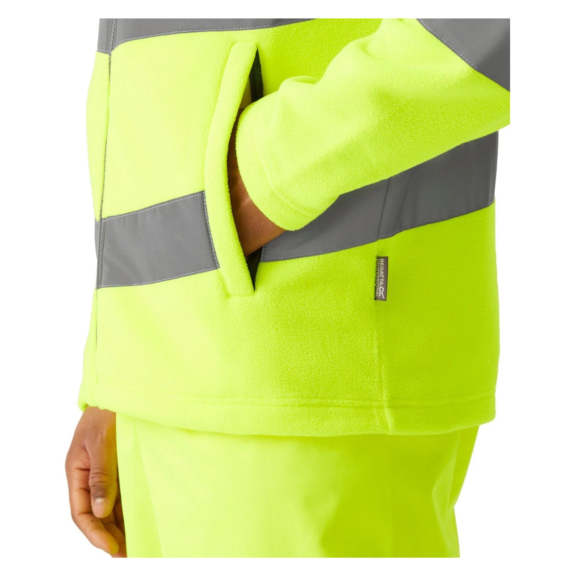 Yellow - Back - Regatta Professional Mens Pro Contract Thor Hi-Vis Fleece Jacket