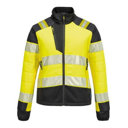 Yellow-Black - Front - Portwest Womens-Ladies Hybrid Baffled Hi-Vis Jacket