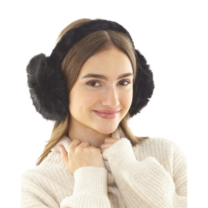 Black - Back - Ribbon Faux Fur Earmuffs