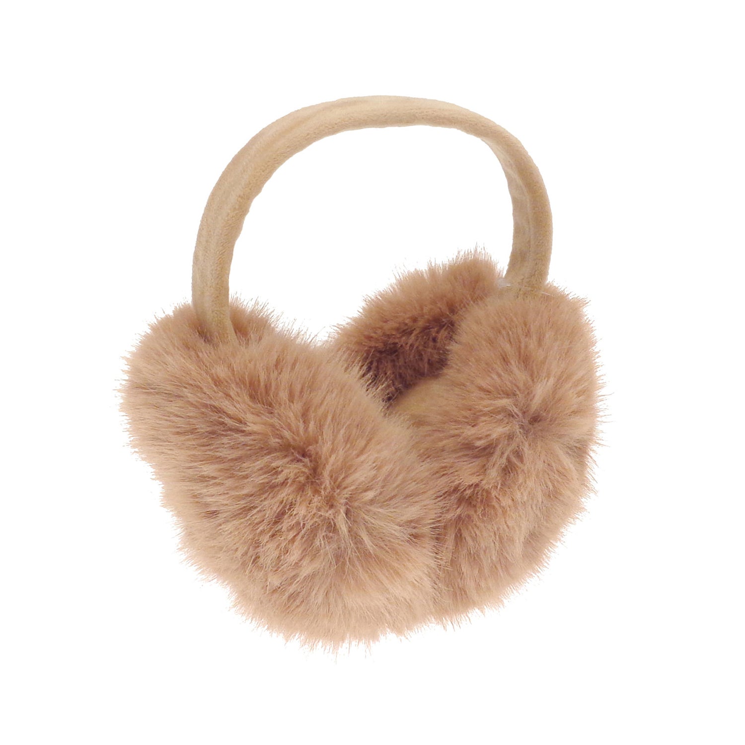 Natural - Front - Ribbon Faux Fur Earmuffs