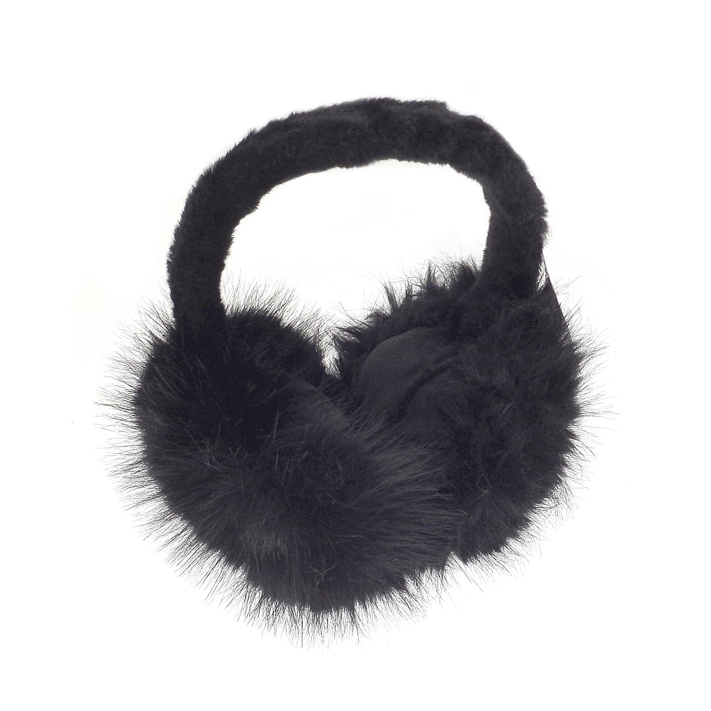 Black - Front - Ribbon Faux Fur Earmuffs
