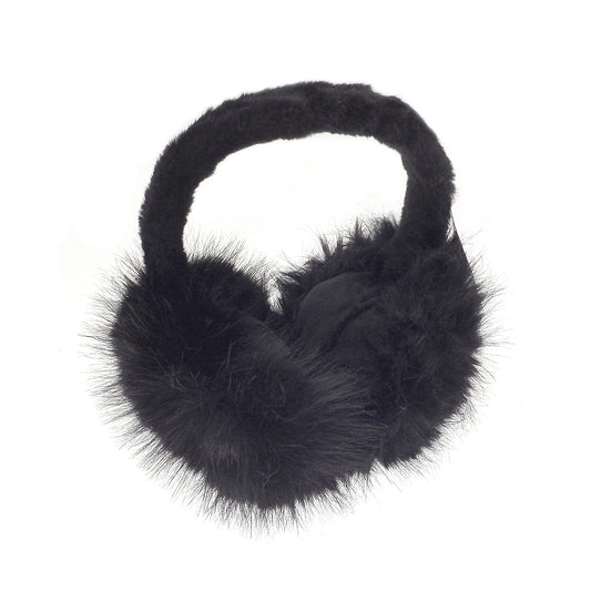 Black - Front - Ribbon Faux Fur Earmuffs
