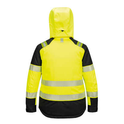 Yellow-Black - Back - Portwest Womens-Ladies PW3 Hi-Vis Winter Jacket