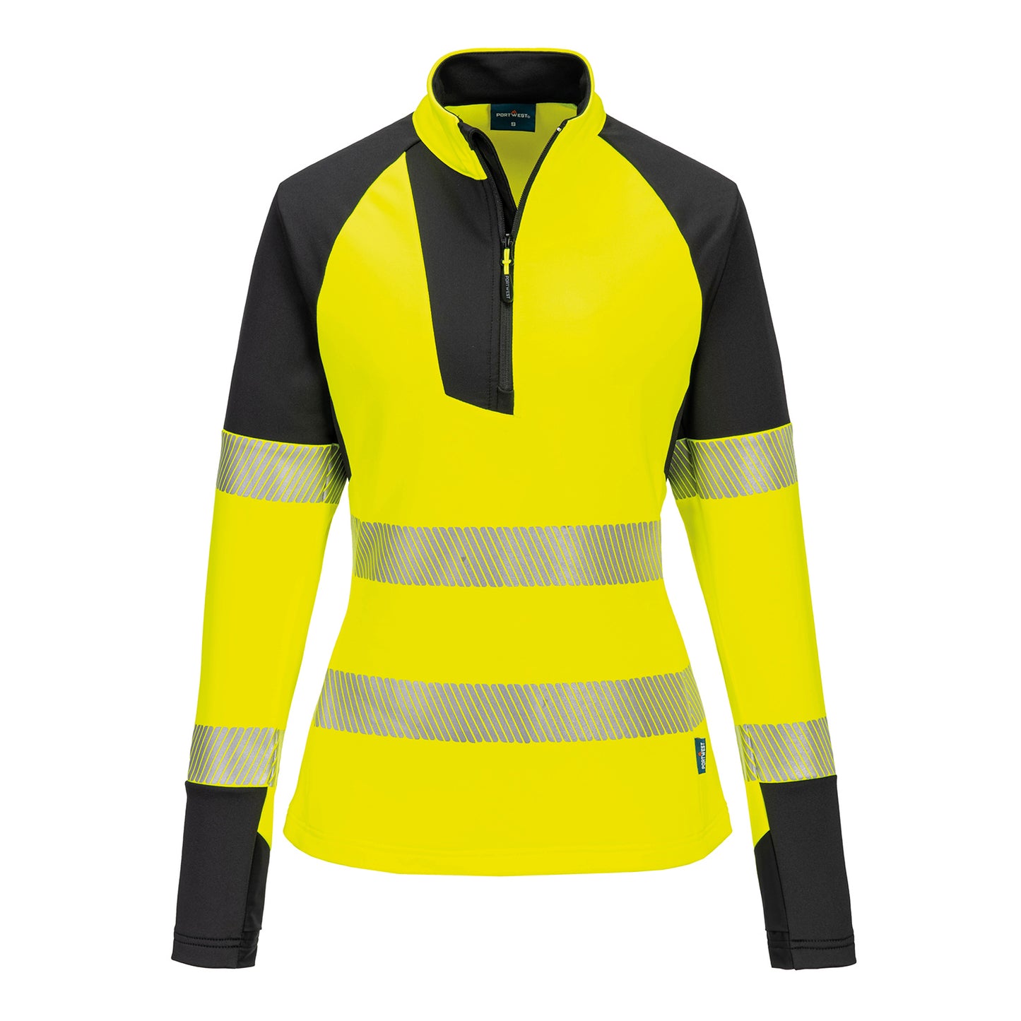 Yellow-Black - Front - Portwest Womens-Ladies PW3 Hi-Vis Quarter Zip Jacket
