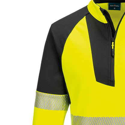 Yellow-Black - Back - Portwest Womens-Ladies PW3 Hi-Vis Quarter Zip Jacket
