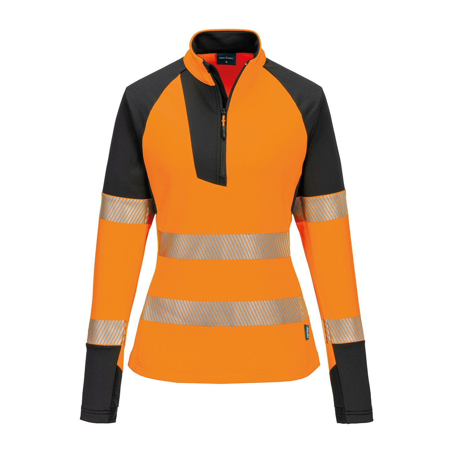 Red-Black - Front - Portwest Womens-Ladies PW3 Hi-Vis Quarter Zip Jacket