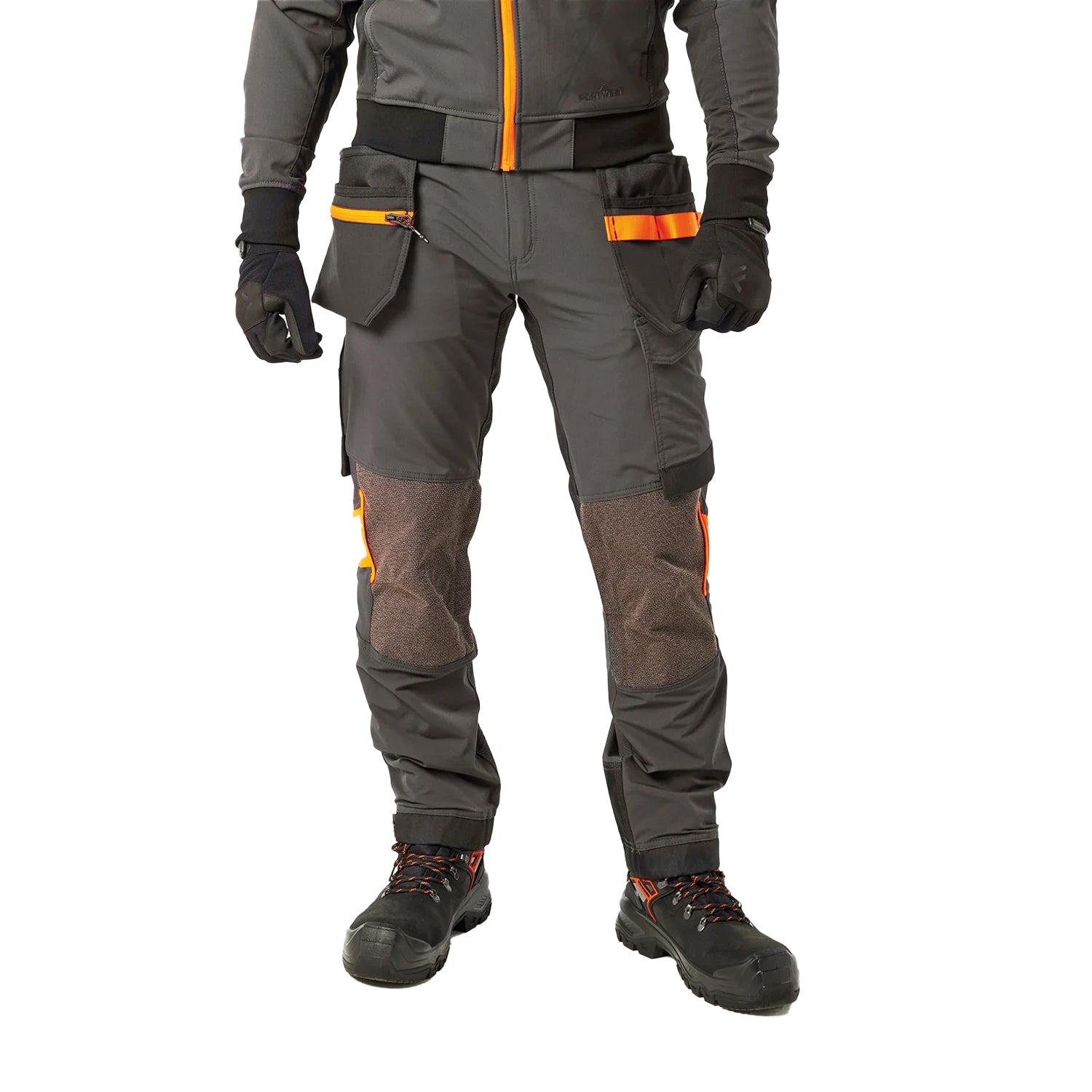 Grey - Front - Portwest Mens Holster Detachable Stretch Work Trousers