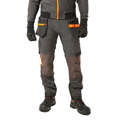 Grey - Front - Portwest Mens Holster Detachable Stretch Work Trousers