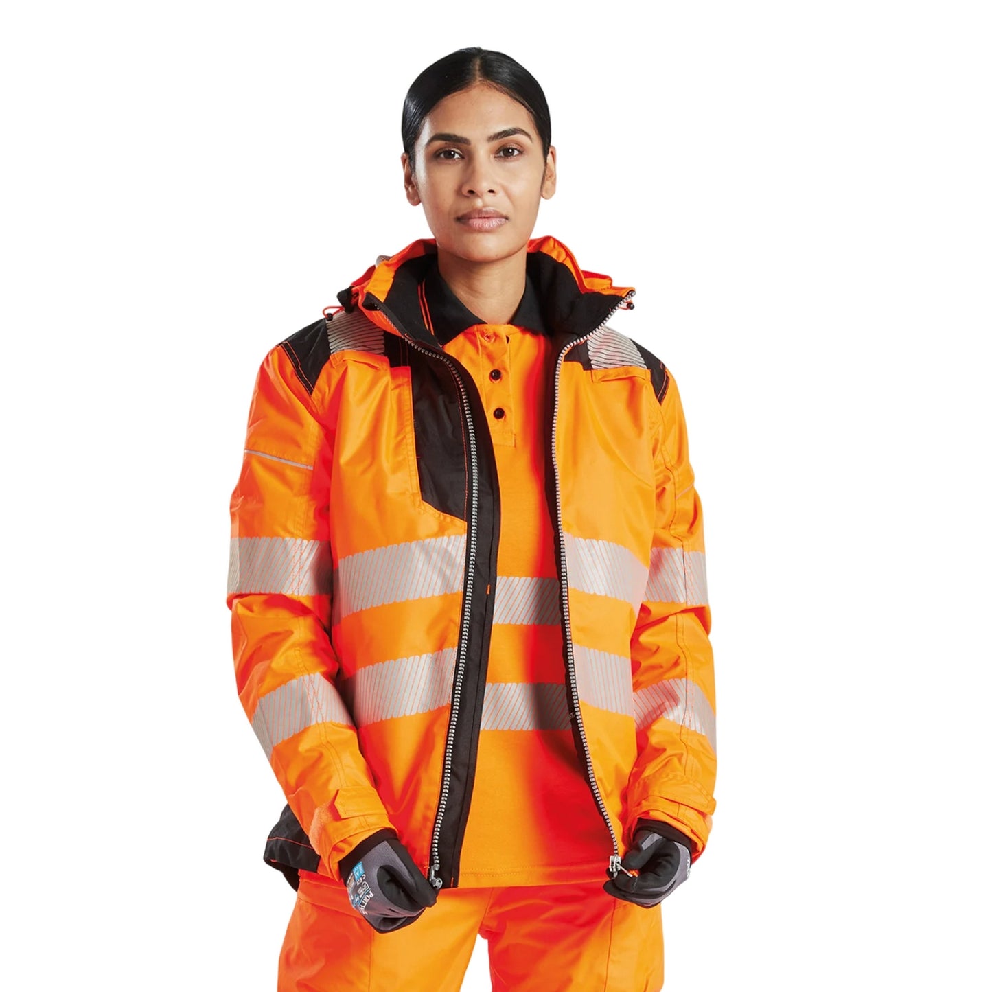 Orange-Black - Back - Portwest Womens-Ladies Hi-Vis Winter Jacket
