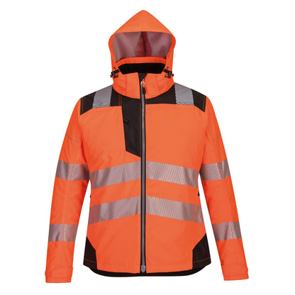 Orange-Black - Front - Portwest Womens-Ladies Hi-Vis Winter Jacket