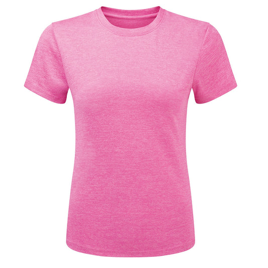 Pink Melange - Front - TriDri Womens-Ladies Ion-Charge Textured Recycled T-Shirt