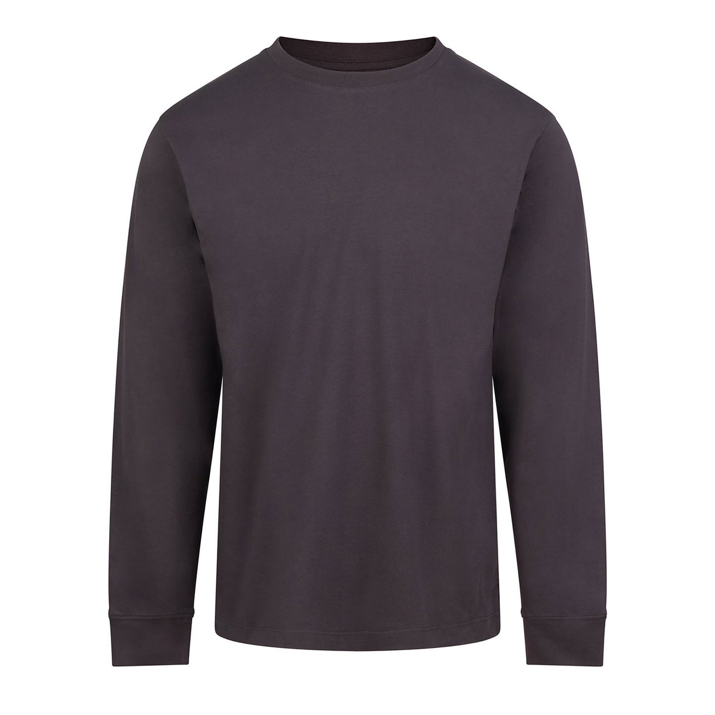 Solid Charcoal - Front - Awdis Mens Plain Long-Sleeved T-Shirt