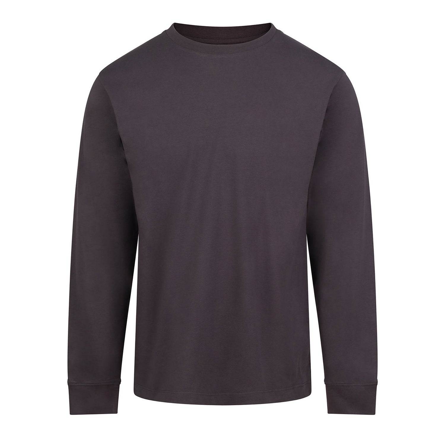 Solid Charcoal - Front - Awdis Mens Plain Long-Sleeved T-Shirt