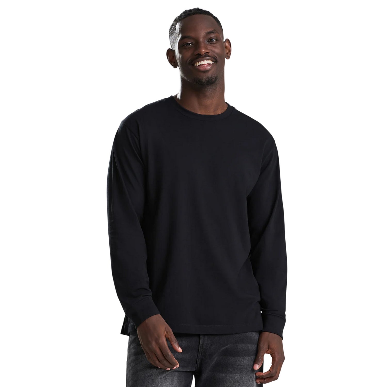 Deep Black - Side - Awdis Mens Long-Sleeved T-Shirt
