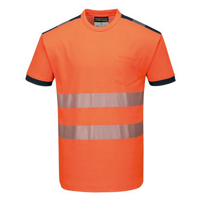 Orange-Black - Front - Portwest Mens PW3 Hi-Vis T-Shirt