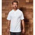 White - Back - Premier Mens Stud Heavyweight Plain Pique Polo Shirt