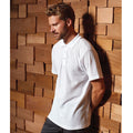 White - Side - Premier Mens Stud Heavyweight Plain Pique Polo Shirt