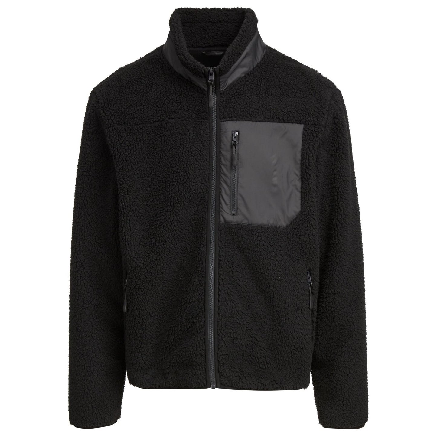 Black - Front - Build Your Brand Mens Bonded Sherpa Jacket