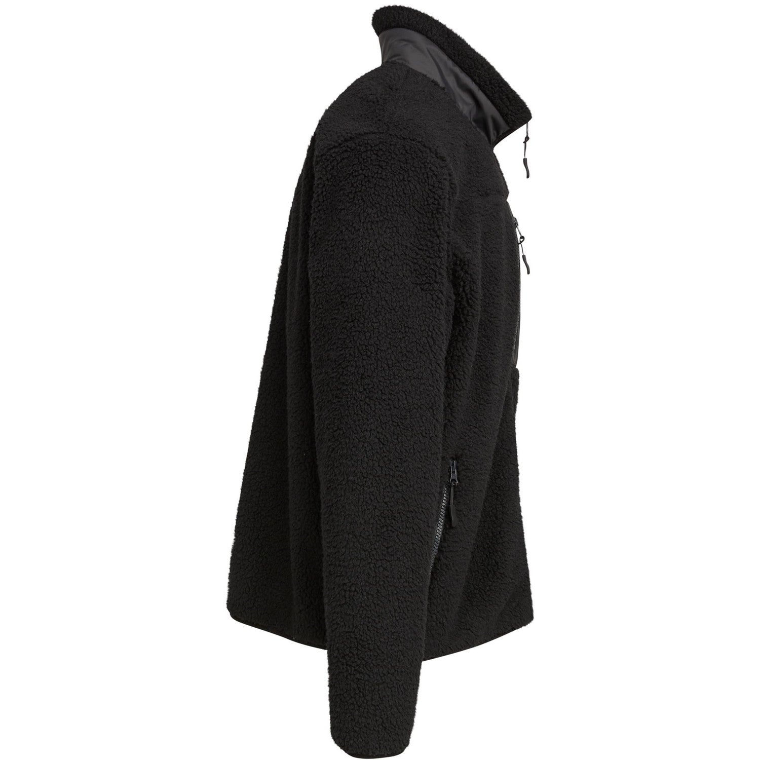 Black - Side - Build Your Brand Mens Bonded Sherpa Jacket