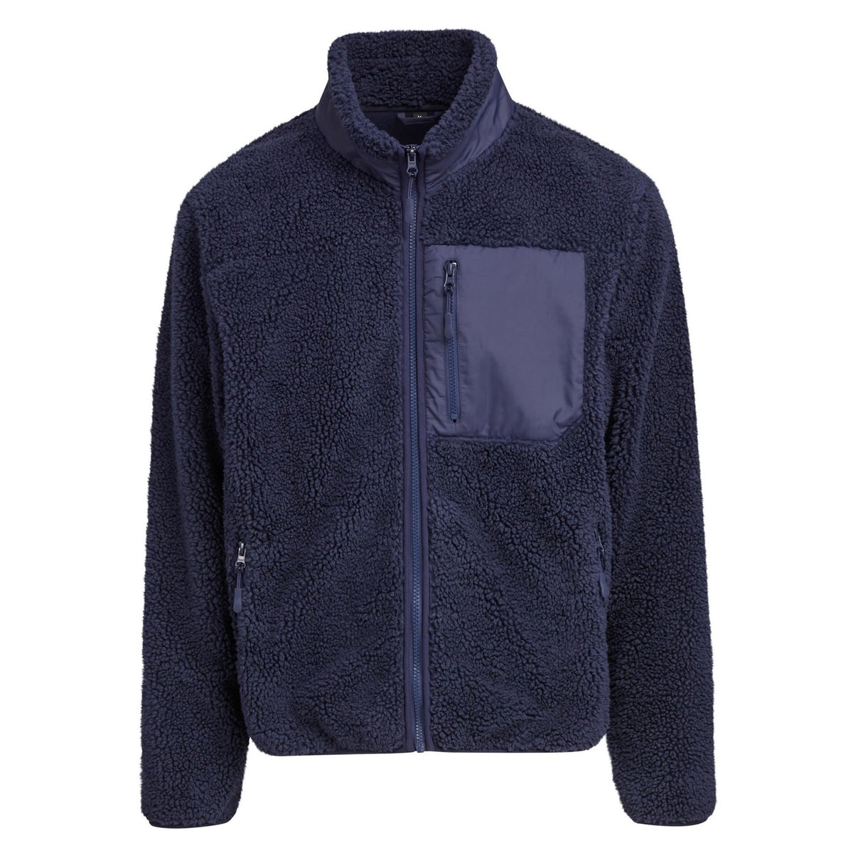Navy - Front - Build Your Brand Mens Bonded Sherpa Jacket