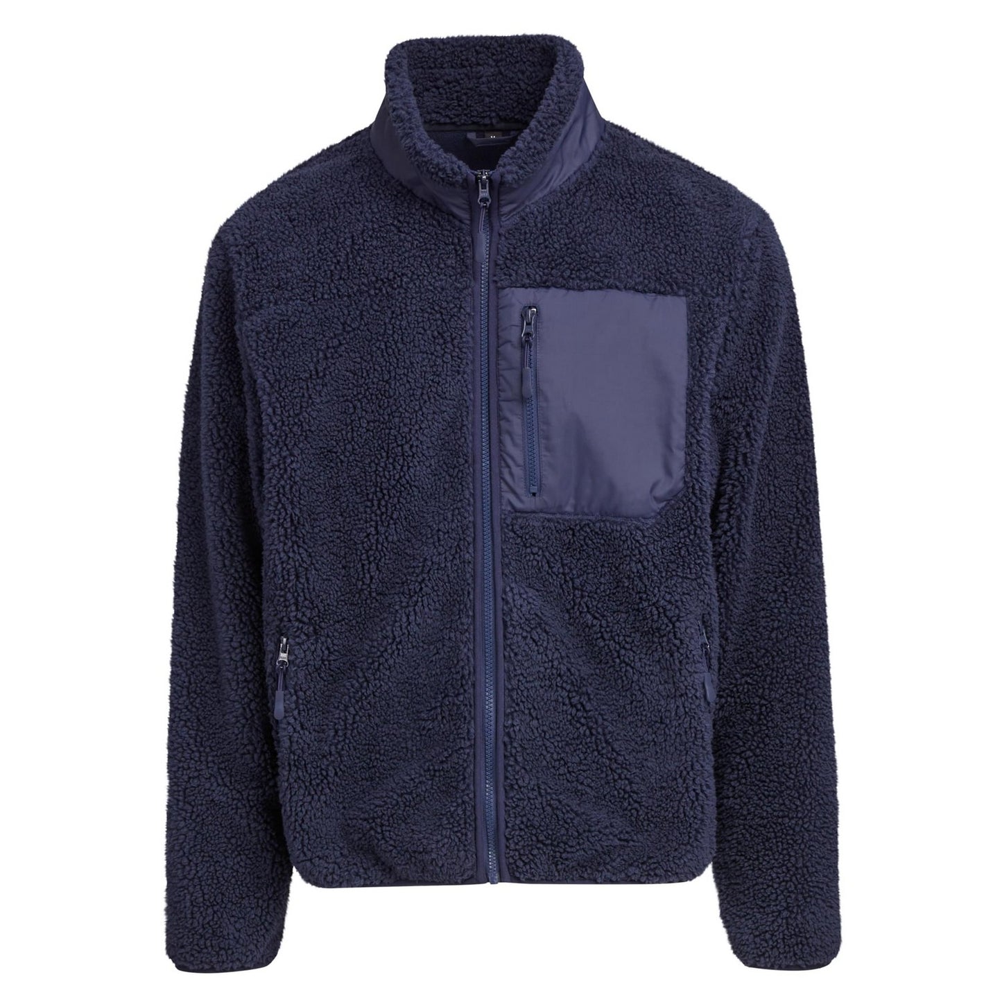 Navy - Front - Build Your Brand Mens Bonded Sherpa Jacket