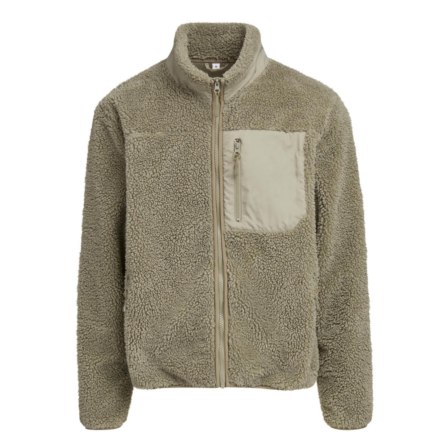 Pale Olive - Front - Build Your Brand Mens Bonded Sherpa Jacket