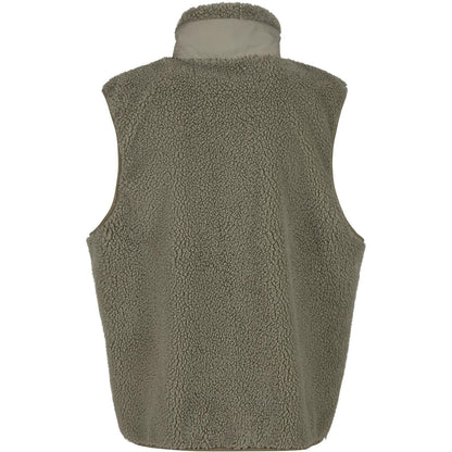 Pale Olive - Back - Build Your Brand Mens Bonded Sherpa Gilet