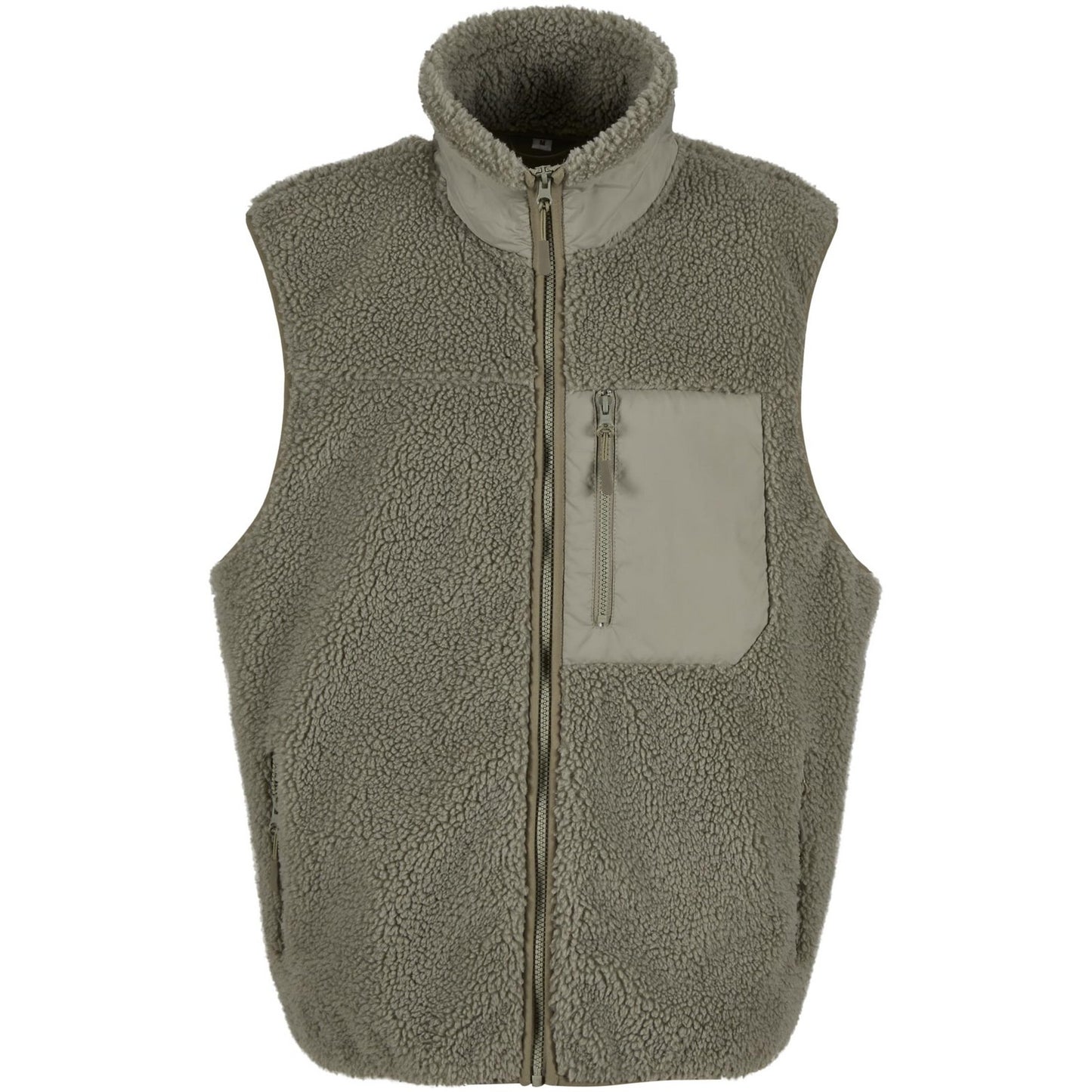 Pale Olive - Front - Build Your Brand Mens Bonded Sherpa Gilet