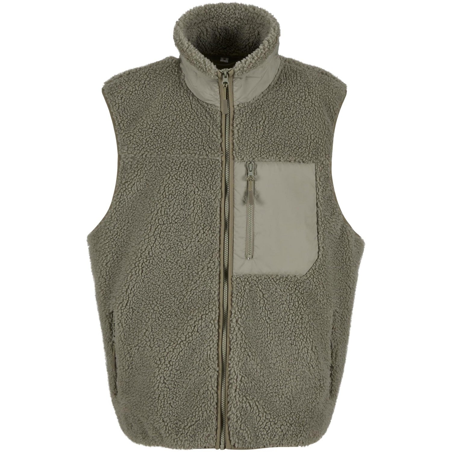 Pale Olive - Front - Build Your Brand Mens Bonded Sherpa Gilet