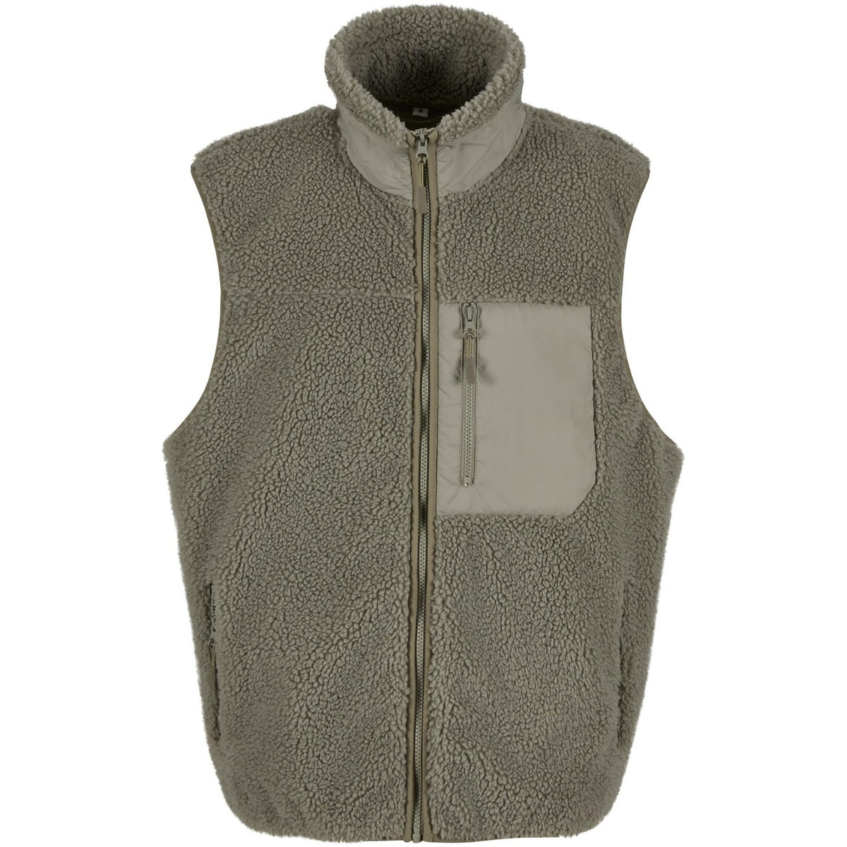 Pale Olive - Front - Build Your Brand Mens Bonded Sherpa Gilet