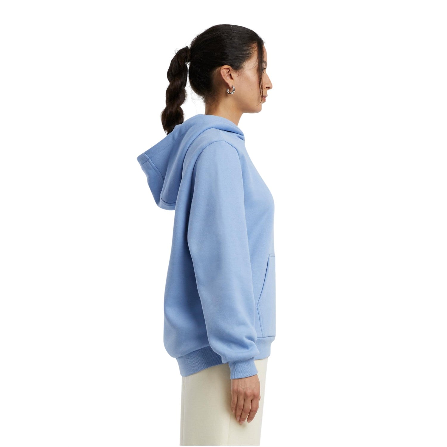 Powder Blue - Side - Build Your Brand Womens-Ladies Fluffy Hoodie