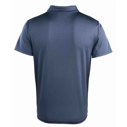 Navy - Back - Premier Unisex Coolchecker Studded Plain Polo Shirt
