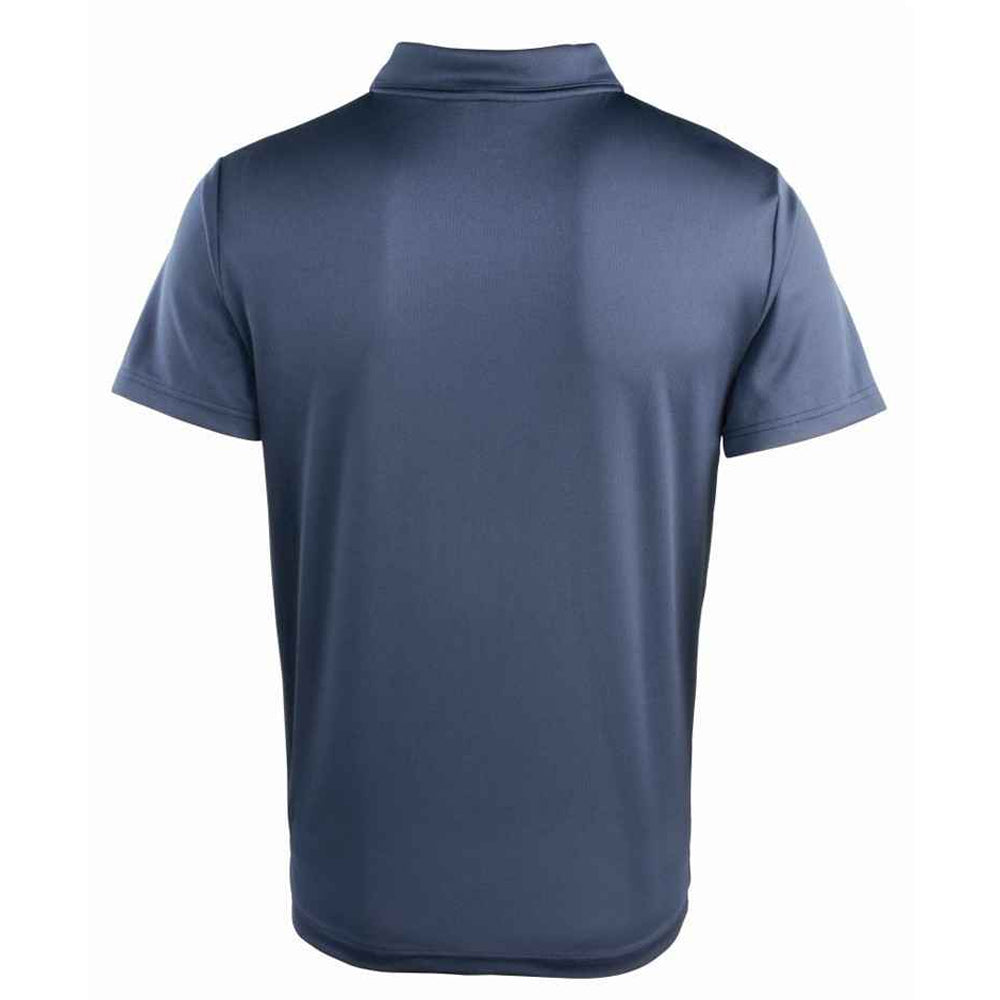 Navy - Back - Premier Unisex Coolchecker Studded Plain Polo Shirt