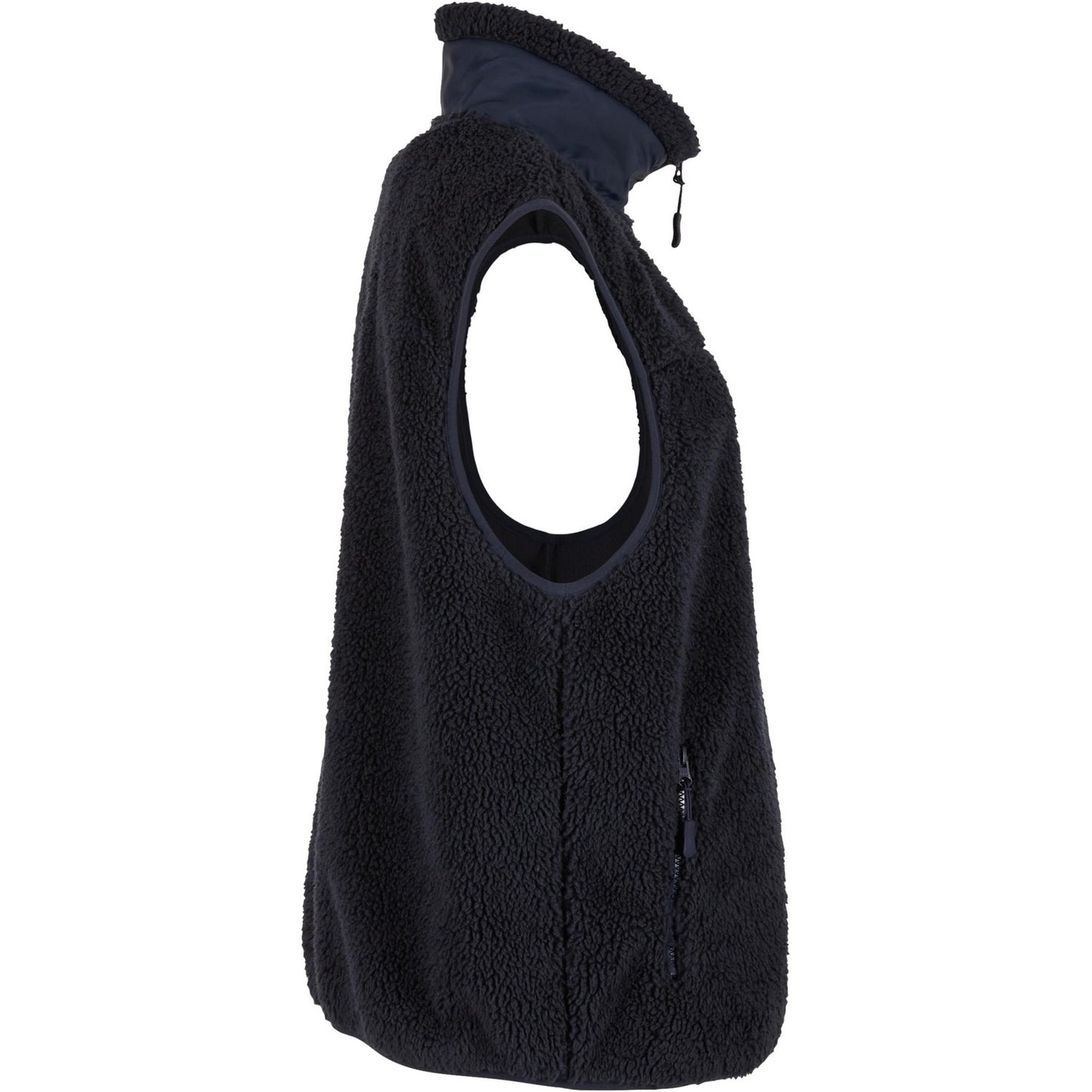 Navy - Side - Build Your Brand Mens Bonded Sherpa Gilet