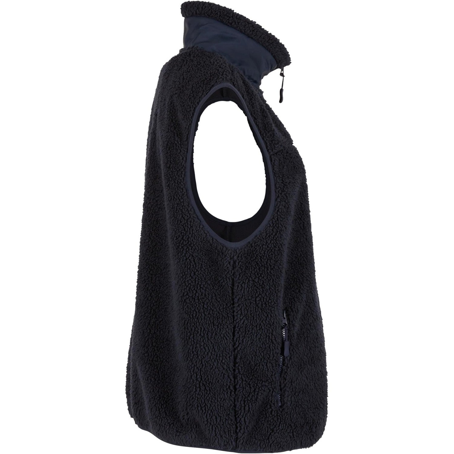 Navy - Side - Build Your Brand Mens Bonded Sherpa Gilet