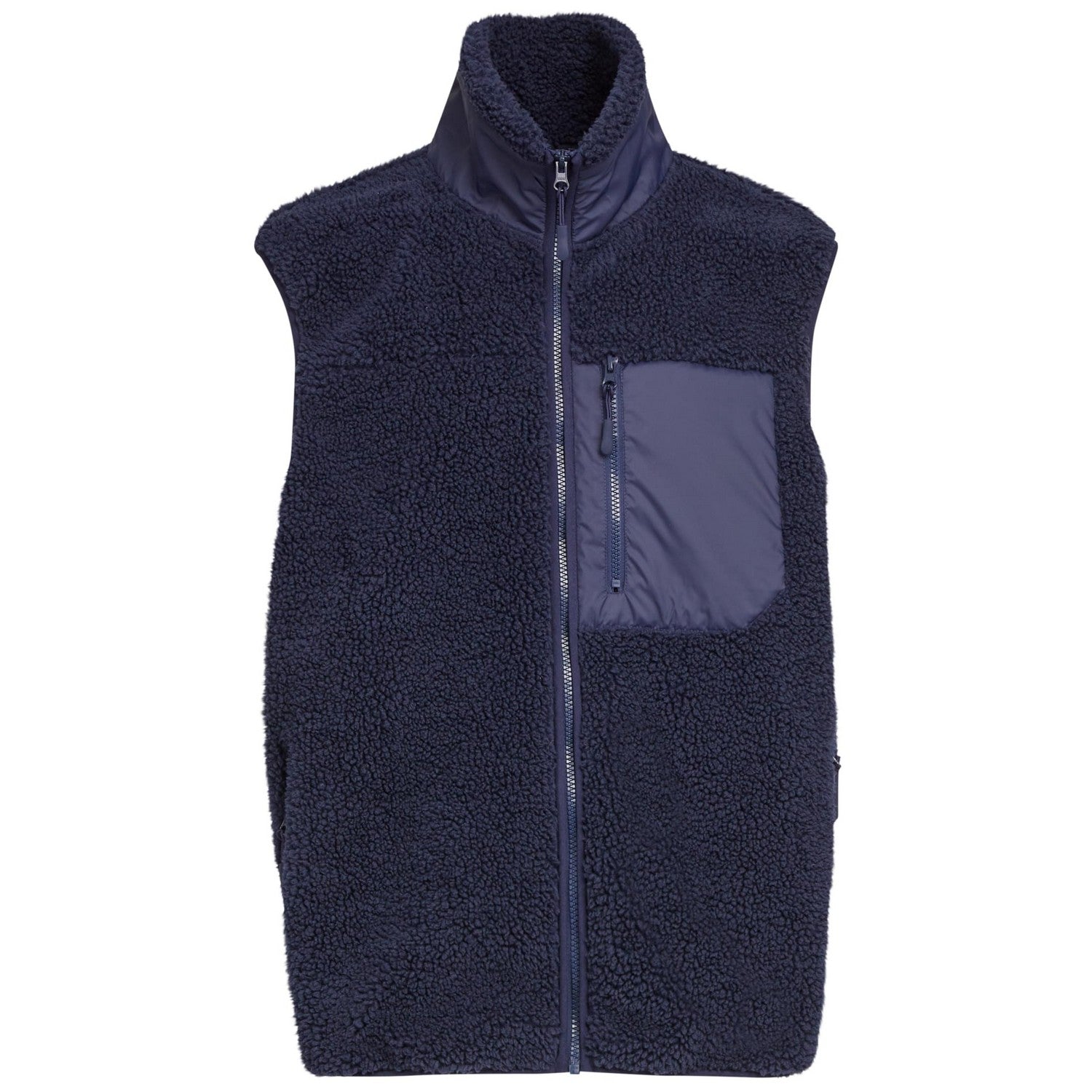 Navy - Front - Build Your Brand Mens Bonded Sherpa Gilet