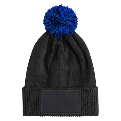 Black-Bright Royal - Back - Beechfield Childrens-Kids Snowstar Beanie