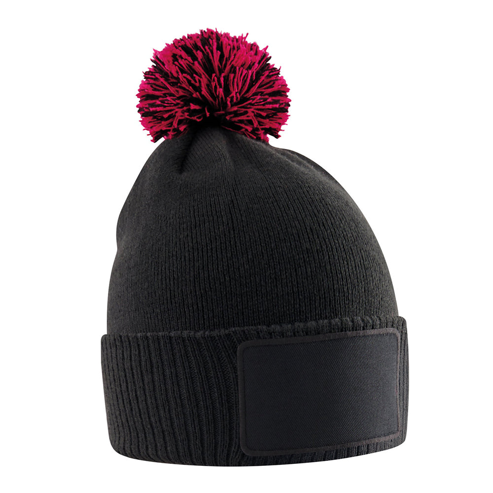 Black-Classic Red - Back - Beechfield Childrens-Kids Snowstar Beanie