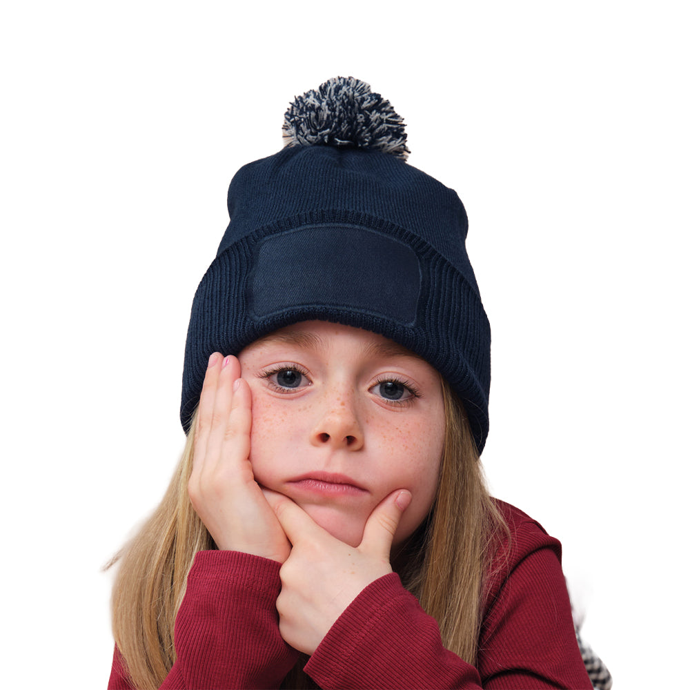 French Navy-Light Grey - Back - Beechfield Childrens-Kids Snowstar Beanie