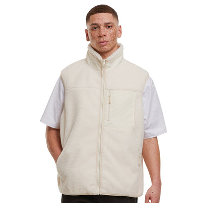 White Sand - Back - Build Your Brand Mens Bonded Sherpa Gilet