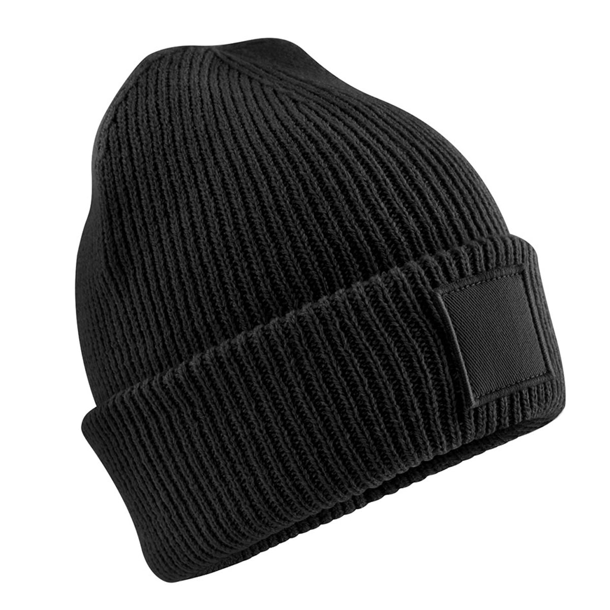 Black - Back - Beechfield Childrens-Kids Tonal Patch Beanie
